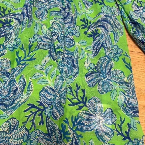 Lilly Pulitzer Maribeth Coverup Large Cabana Green Keepin It Reel EUC - Picture 5 of 10